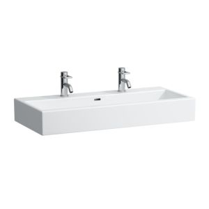 LAUFEN Living City Waschtisch 8184370001071 100 x 46 cm, unterbaufähig, weiß, 2 Hahnlöcher