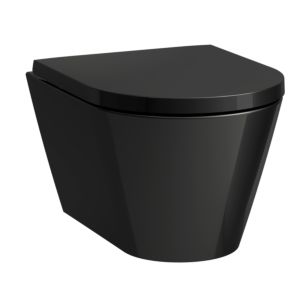 LAUFEN Kartell wall WC H8203330200001 noir brillant, sans rebord, forme à l&#39;intérieur rond