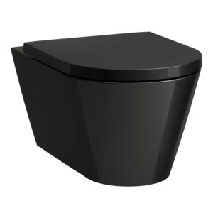 LAUFEN Kartell wall washdown WC H8203370200001 black glossy, rimless, shape inside round