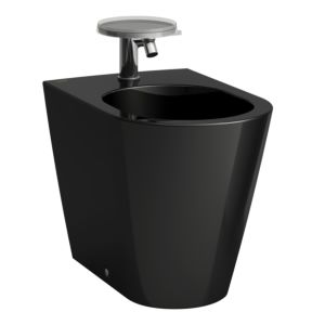Laufen Kartell Stand-Bidet 8323310203021 schwwarz 37x54,5cm, 1 Hahnloch, mit Ab- und Überlaufventil