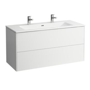 Laufen Pro S Base Waschtisch-Set H8649632601071, 2 Schubladen, weiß matt, 120x50cm, 2 Hahnlöcher