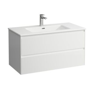 Laufen Pro X LANI Waschtisch-Unterbau-Set H8649672601041 100x54x50cm, 1 Hahnloch, mit Überlauf, 2 Schubladen, weiß matt