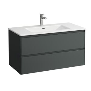 Laufen Pro X LANI Waschtisch-Unterbau-Set H8649672661041 100x54x50cm, 1 Hahnloch, mit Überlauf, 2 Schubladen, verkehrsgrau