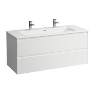 Laufen Pro X LANI Waschtisch-Unterbau-Set H8649692601071 120x54x50cm, 2xHahnloch, mit Überlauf, 2 Schubladen, weiß matt