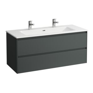 Laufen Pro X LANI Waschtisch-Unterbau-Set H8649692661071 120x54x50cm, 2xHahnloch, mit Überlauf, 2 Schubladen, verkehrsgrau