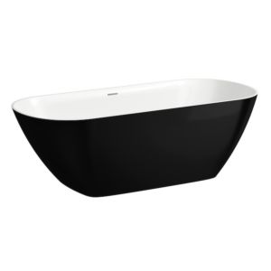 Laufen Lua freistehende Badewanne H2200820640001  170x75cm, Marbond, weiß, schwarz außen/weiß innen