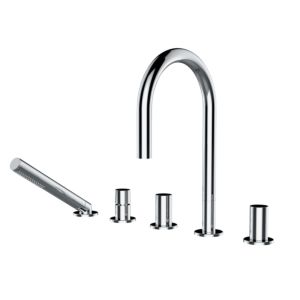 Laufen Kartell 5-Loch-Wannenarmatur H3223350042821 chrom, mit Handbrause, ohne Abdeckplatte