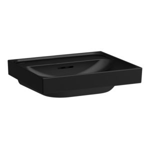 Laufen Meda lavabo H8101127161091 55x46cm, à encastrer, avec trop-plein, sans trou pour robinetterie, noir mat