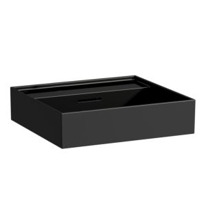 LAUFEN Kartell lavabo 8103320201091, 50x46cm, noir, trop-plein, sans trou pour robinet, céramique saphir