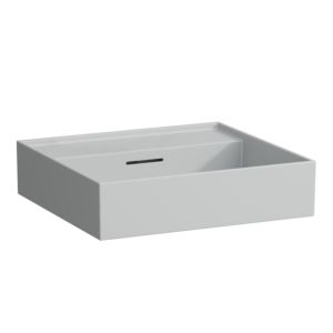 LAUFEN Kartell lavabo 8103327591091, 50x46cm, gris, avec trop-plein, sans trou pour robinet, céramique saphir