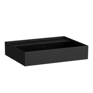 LAUFEN Kartell Aufsatz-Waschtisch H8163337161091 60x46cm, Unterseite geschliffen, Überlauf, ohne Hahnloch, schwarz matt