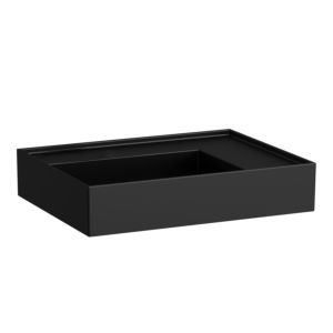 LAUFEN Kartell lavabo H8103347161121 60x46cm, étagère à droite, sans trop-plein, sans trou pour robinet, noir mat