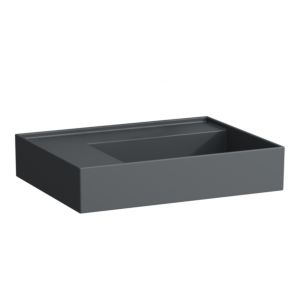 LAUFEN Kartell lavabo H8103357581121 60x46cm, tablette à gauche, sans trop-plein, sans trou pour robinet, graphite mat