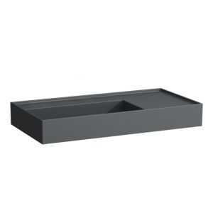 LAUFEN Kartell washbasin H8103387581121 90x46cm, shelf on the right, without overflow, without tap hole, matt graphite