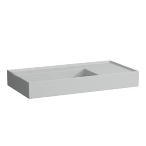 LAUFEN Kartell Waschtisch 8103387591121, 90x46cm, grau, Ablage rechts, ohne Hahnloch, Saphirkeramik