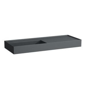 LAUFEN Kartell lavabo H8133327581121 120x46cm, étagère à droite, sans trop-plein, sans trou pour robinet, graphite mat
