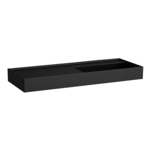 LAUFEN Kartell washbasin H8133337161121 120x46cm, shelf on the left, without overflow, without tap hole, matt black