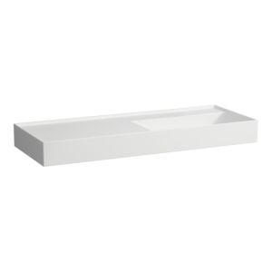 LAUFEN Kartell washbasin H8133337571121 120x46cm, shelf on the left, without overflow, without tap hole, matt white