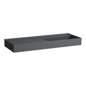 LAUFEN Kartell washbasin H8133337581121 120x46cm, shelf on the left, without overflow, without tap hole, matt graphite