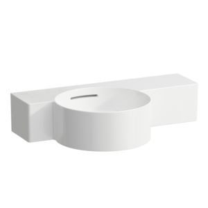 LAUFEN Val Cloakroom basin H8152837578131 55x31.5cm, shelf on the right, with overflow, without tap hole, can be cut, matt white