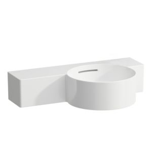 LAUFEN Val Cloakroom basin H8152844001091 55x31.5cm, shelf on the left, with overflow, without tap hole, white LCC
