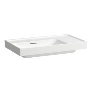 Laufen Meda lavabo H8171167571091 80x46cm, à encastrer, étagère à droite, avec trop-plein, sans trou pour robinetterie, blanc mat