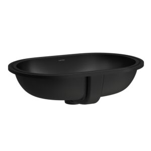 Laufen Savoy Einbau-Waschtisch H8189467161551 57,5x37,5cm, unten, ohne Hahnloch, oval, mit Überlauf, Unterseite glasiert, schwarz matt