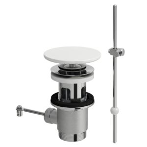 LAUFEN waste valve H8981917570001 with pull lever, with Saphir Bathroom ceramics cover, matt white