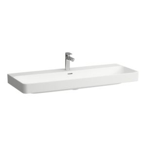 Laufen PRO X Doppelwaschtisch H8148617571041 465x1200x160 mm, mit Hahnloch und Überlauf, Weiß matt