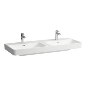 Laufen PROx double vasque H8148627571041 1 trou de robinetterie avec trop-plein, 1200 x 465 mm, blanc mat