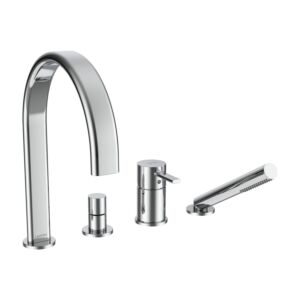 Laufen MEDA 4-hole bathtub filling combination HF506684100050 , projection 220 mm, with hose and shower head, chrome