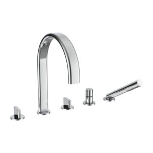 Laufen MEDA 5-hole bathtub filling combination HF506685100050 , projection 220 mm, with hose and shower head, chrome