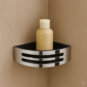 AquaCraft 400 Corner Shower Basket 40000101-00 Removable Black Insert, Chrome