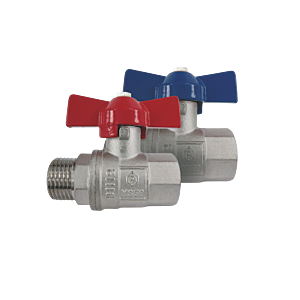 AquaCraft Kugelhahn 1 Zoll AG/IG 1001000142 mit Flügelgriff rot, Messing, DIN 50930-6