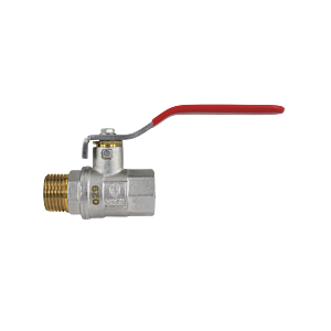 Robinet à boisseau sphérique en laiton AquaCraft 1001000128, poignée à levier (plate), rouge, AG x IG 3/4&quot;