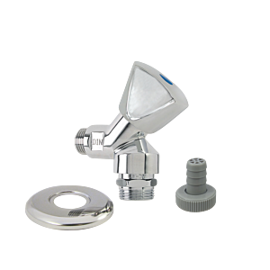 AquaCraft Angle Appliance Valve with Comfort Handle 1/2" YRBA61001000123 Appliance connection valve with hose nozzle & rosette, chrome