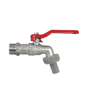 Robinet de sortie AquaCraft 1001000130 avec poignée à levier en acier rouge 1&quot;, laiton chromé