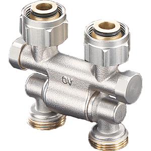 Oventrop Multiflex F ZB raccord à vis d&#39;arrêt 1015711 G 3/4 ÜMxG 3/4 AG, pivotant, laiton nickelé