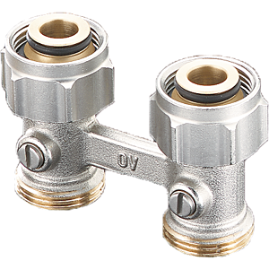 Oventrop Multiflex F ZB raccord à vis d&#39;arrêt 1015813 G 3/4 ÜMxG 3/4 AG, laiton nickelé