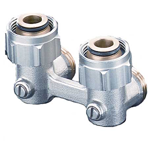 Oventrop Multiflex F ZB shut-off angle screw connection 1015814 G 3/4 collar nut x G 3/4 male thread, nickel-plated brass