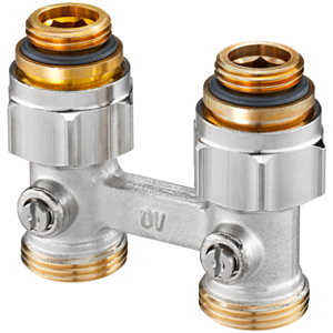 Oventrop Multiflex F Raccord à vis d&#39;arrêt ZB 1015883 laiton nickelé, G 2000 / 2xG 3/4 AG