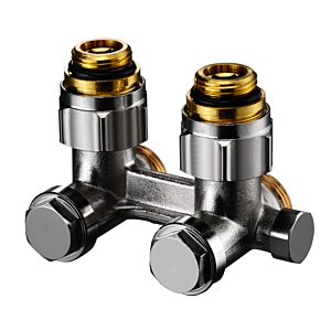 Oventrop Multiflex F CEW raccord coudé d&#39;arrêt 1015934 G 1/2 AG x G 3/4 AG, laiton nickelé