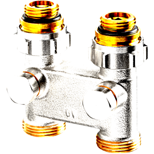 Oventrop Umlenkstück mit Absperrung 1016363 Durchgang, 50mm, 1/2"AGx3/4"AG, vernickelt