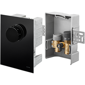 Oventrop Unibox Temperaturregler Real glass, black, for room and return