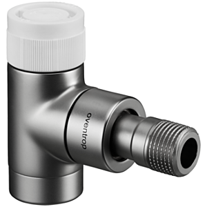 vanne thermostatique Oventrop série E 1163082 angle, préréglage en continu, DN 15, laiton, design Inox