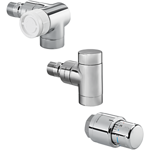 Oventrop series E Radiators connection set 1164452 DN 15, angled corner, right, chrome-plated