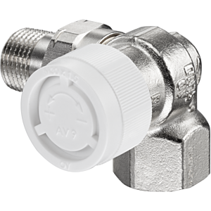 Oventrop series AV 9 thermostatic valve 1183471 DN 10, angle / corner, right, nickel-plated brass