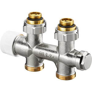 Oventrop Multiblock T Anschlussblock 1184033 für 1 und 2-Rohr, Messing, Durchgangsform