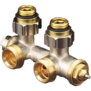 Oventrop Zweirohr Armatur Multiblock T 1184084 für 2-Rohr, Messing, Eckform