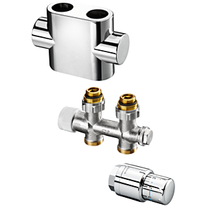 Oventrop Multiblock T connection set 1184383 straight, Stainless Steel design, Multiblock T / Uni SH